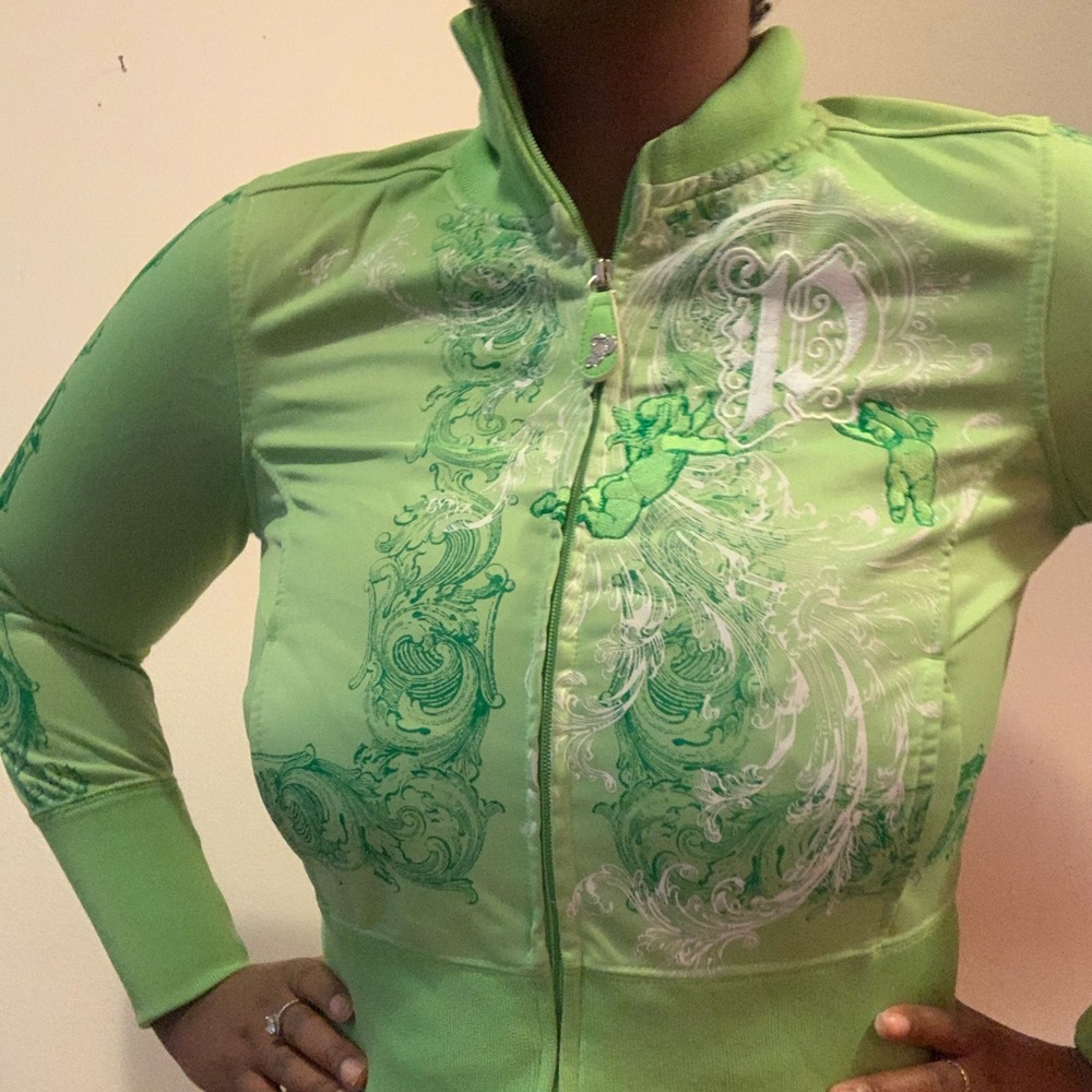 Print green bomber jacket